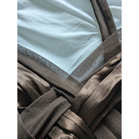 Signature Robbie Bee Dress Women's Sz 12 Chocolate Velvet Lattice Satin Cocktail - Picture 10 of 12